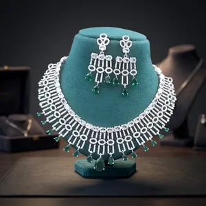 Juego de Joyería Ligero de Latón con Diamantes Americanos para Mujer, con un Diseño Real y Lujoso, Estilo Clásico para Uso Diario y Festivo - Product Image 5