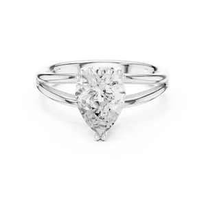 Pear Cut Lab Grown Diamond Engagement <b>Ring</b> 2ct Solitaire Claw Prong Setting <b>Split</b> Shank Custom 18k Solid Gold Contemporary - Product Image 1