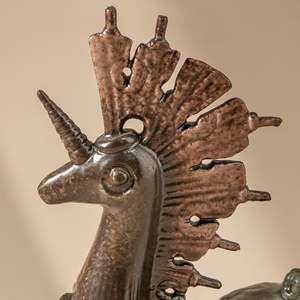 Figurine décorative de cheval en céramique artisanale, finition bronze antique, sculpture rustique, art de table, objet de collection, décoration intérieure - Product Image 3