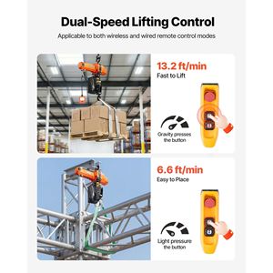 Paranco Elettrico a Catena, Altezza di Sollevamento 3 m, Capacità 998 kg, 120V Monofase, Gru a Ponte, Telecomando Wireless 100m, Telecomando Cablato 2,4m - Product Image 3