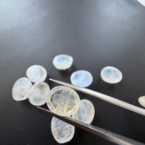 Pierres de lune arc-en-ciel blanches naturelles TFH, taillées pour la création de bijoux, forme ovale 12x10 MM, possibilité de créer plusieurs tailles. - Product Image 3