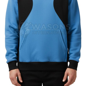 Sudadera con Capucha de Invierno para Hombre, 100% Algodón, para Deportes al Aire Libre, Viajes, Fitness, Transpirable, de Secado Rápido, Diseño Azul y Negro, Talla Grande - Product Image 2