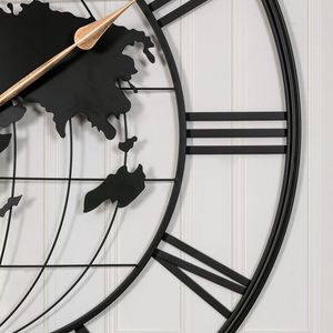 Reloj de Pared Moderno de Metal Negro de 36 Pulgadas con Mapa del Mundo, Silencioso, Decorativo para Sala de Estar o Entrada, con Punteros Dorados para Decoración del Hogar - Product Image 4