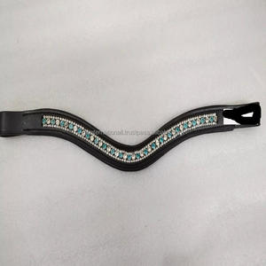 Banda de cejas de caballo de cuero acolchado de canal vacío personalizada con tres filas de cristales multicolores diamantes de imitación cadena ostentosa banda para cejas - Product Image 4