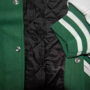 Veste universitaire homme verte et blanche, boutonnée, col rabattu, décontractée, pour l'automne, coupe classique, couleur unie, en polyester et coton - Product Image 6
