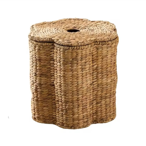 Sisu Handicraft Eco-Friendly Water Hyacinth <b>Flower</b>-Shaped Elegant Mini Multifunction Handle Customized Size Storage <b>Basket</b> Lid - Product Image 2