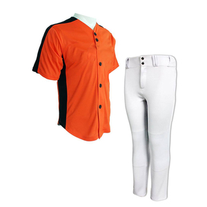 Ensemble uniforme de baseball pour homme, orange et noir, manches courtes, boutons sur le devant, 100 % polyester, vêtements respirants - Product Image 1