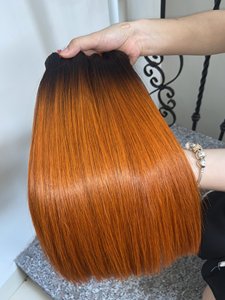 Magnifiques extensions de cheveux raides en os de couleur orange 100% pur donneur unique cheveux crus vietnamiens perruque en dentelle suisse Sources de gros - Product Image 5