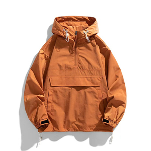 เสื้อแจ็คเก็ตผู้ชาย สีพื้น กระเป๋าใหญ่ มีฮู้ด สำหรับกอล์ฟ ดีไซน์ซิปครึ่งตัว กันน้ำ - Product Image 3