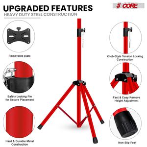 Supporto per Altoparlanti Regolabile Rosso SS ECO 1PK WoB Resistente Portatile per PA DJ Studio Monitor Altezza 40-72 Pollici Carico Massimo 100 Libbre - Product Image 2