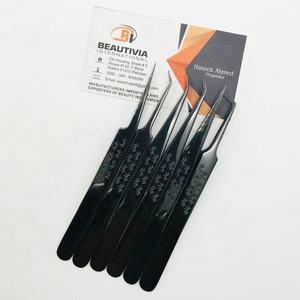 Pinzas de extensión de pestañas de acero inoxidable con Plasma negro con logotipo privado personalizado profesional Diseño de punta de volumen puntiagudo sostenible - Product Image 4