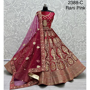Collections de velours de vêtements de mariée indiens pour la mariée avec le travail de Zarkhan par Fabzone - Product Image 4