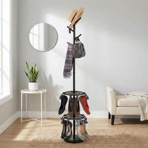 Porte-manteau moderne en métal avec rangement pour chaussures, crochets réglables, en fer thermolaqué, meuble de salon en provenance de Taïwan - Product Image 1