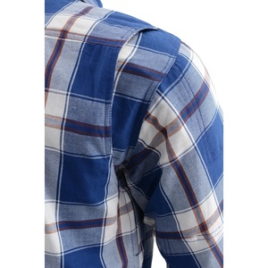 Chemise en flanelle à carreaux bleus et blancs pour hommes, chemise de travail classique à manches longues, à carreaux, avec deux poches poitrine, tenue de travail décontractée pour l'extérieur, style western - Product Image 4