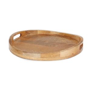 Plateau de service rectangulaire en bois massif naturel avec poignées, couleur noyer noir, style classique, multifonctionnel, pour salon, salle de bain, ottoman - Product Image 3