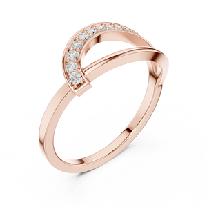 Bague élégante en or rose plaqué, incurvée et ouverte, sertie de diamants, pour femme, idéale pour mariage, anniversaire, soirée, bijou raffiné, cadeau. - Product Image 2