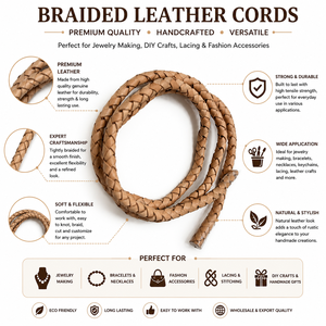 Premium Coated <b>Braided</b> Leather Drawcord for Jewelry Making DIY Crafts Lacing Fashion <b>Accessories</b> Shoes - Product Image 6