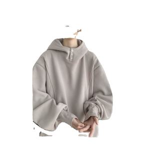 เสื้อฮู้ดดี้ดีไซน์ทันสมัยสำหรับผู้ชาย ซิปคู่บุซับใน ทรงหลวม ผ้าถักเนื้อนุ่ม แจ็คเก็ตครอปสำหรับฤดูหนาว - Product Image 3