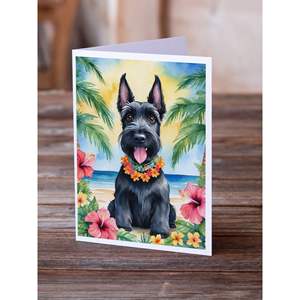 Cartes de vœux Scottish Terrier Luau Lunatique A7 Lot de 8 cartes vierges avec enveloppes Taille 5x7 - Product Image 2