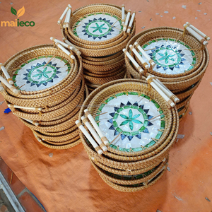 ถาดหวายเคลือบเงาฝังมุกดีไซน์คลาสสิกอเนกประสงค์สำหรับตกแต่งบ้าน - Product Image 3