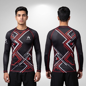 Custom BJJ Rash Guard Australia Long Sleeve MMA <b>Compression</b> <b>Shirt</b> Sublimation Grappling Jersey Quick Dry Fightwear Wholesale - Product Image 4