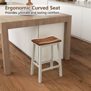 Set di 2 Sgabelli da Bar con Seduta a Sella da 24,5 Pollici con Poggiapiedi per Isola Cucina - Product Image 5