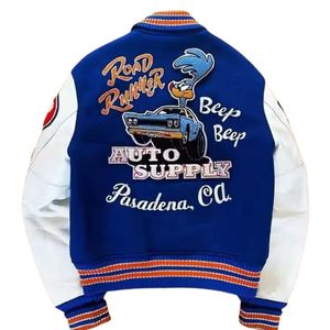 แจ็คเก็ตวาร์ซิตี้แบบกำหนดเอง แขนหนัง ปักลายปะติด ปักอักษรแบบ Letterman สไตล์บอมเบอร์ แจ็คเก็ตหนาสำหรับผู้ชาย เสื้อโค้ทสตรีทแวร์ - Product Image 2