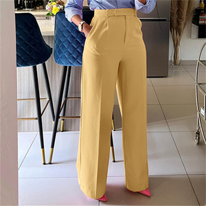 Women's Bohemian Straight Pants Mid Waist Full Length Regular Fit Elastic Waist Closure Autumn Canvas 100% Cotton Eco-Friendly - Product Image 4