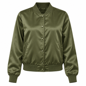 Chaqueta Bomber de Algodón de Alta Calidad para Mujer, con Cierre, Diseño Moderno, Acolchada, con Perlas, Transpirable, Estilo Urbano, con Remaches - Product Image 5