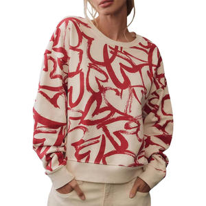 Sweat-shirt imprimé haut de gamme pour femme, col rond, doux et épais, idéal pour l'hiver, avec logo brodé personnalisé sur le devant, vente en gros ODM - Product Image 3