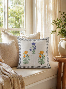 Multicolor Flower Motif Cushion <b>Cover</b> Hand Block Printed Cotton Decorative Pillow Case <b>for</b> <b>Sofa</b> Decor - Product Image 5