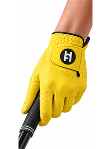 Gants de golf professionnels de couleur jaune pour gaucher, antidérapants, avec logo personnalisé, en cuir Cabretta, pour hommes et femmes - Product Image 1