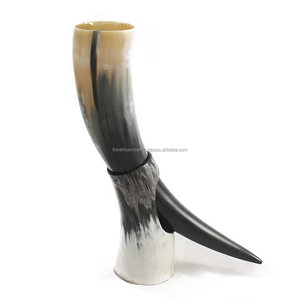 Support artisanal pour corne à boire en bois et métal pour cornes nordiques vikings idéal pour les cadeaux d'affichage et la décoration médiévale - Product Image 4