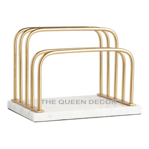 Stainless Steel Metal With Marble Base Golden Finished Geometric Shape Card Holder Fancy Design Luxury Home Decor - Product Image 1