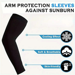 Manches de bras anti-UV noires pour femmes, sans couture, en spandex et polyester, pour sports de plein air, protection solaire, équipement de cyclisme, manches de bras personnalisées - Product Image 5