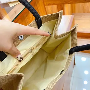 Bolsa de Playa de Yute Elegante y Minimalista, Diseño Moderno para Uso Diario, Compras y Viajes de Vacaciones - Product Image 6