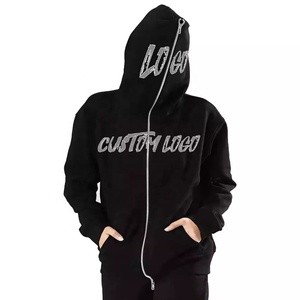 เสื้อฮู้ดมีซิปสำหรับผู้ชายผ้าฝ้ายขนแกะแบบเต็มหน้าพิมพ์ลายแบบกำหนดเอง - Product Image 1