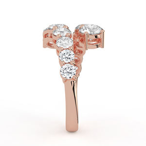 Anillo de lujo de oro blanco de alto impacto con diamantes redondos graduados de 236 quilates, diseño de doble fila en cascada y banda abierta. - Product Image 5