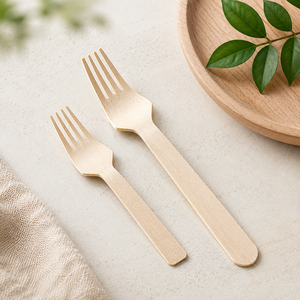Ensemble de couverts jetables en bois EcoRev ECO71, couteau, fourchette, cuillère, écologiques, biodégradables, recyclables, adaptés aux aliments, pour les voyages - Product Image 6