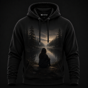 Men's <b>Black</b> Hooded <b>Sweatshirt</b> Embroidered Logo Cotton Fleece Casual Hoodie Regular Fit Autumn Wear - Product Image 2