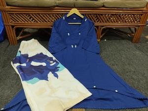 Ensemble coordonné numérique bleu pour femme, kurta en coton et pantalon palazzo imprimé crème, tenue décontractée ethnique style Inde Pakistan, coupe classique - Product Image 5