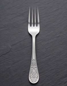 Tenedor de acero inoxidable con diseño barroco vintage en relieve, pulido a espejo, con diseño en relieve profundo, resistente al deslustre, para hotel y hogar. - Product Image 1