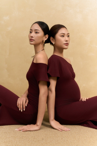 Vestido Midi a Rayas Tejido para Mujer, Cuello Asimétrico, Detalle de Botones, Tela Elástica, Elegante para Uso Diario - Product Image 3