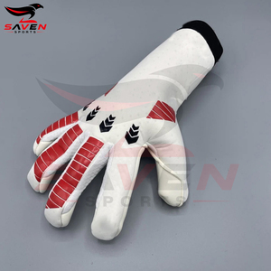 Gants de gardien de but de football blancs et rouges en PU, à doigts complets, antidérapants, avec sangle de poignet réglable, respirants, équipement sportif unisexe - Product Image 4