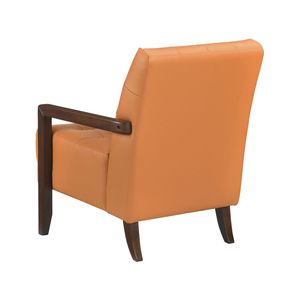 Poltrona Moderna in Pelle Arancione con Dettagli Trapuntati e Finitura in Legno di Noce per Soggiorno - Product Image 6