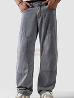 Pantalon cargo baggy en jean délavé pour homme, haute qualité, personnalisé, décontracté, écologique, anti-boulochage, infroissable, 100% coton