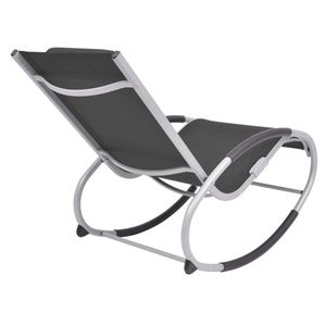 Fauteuil à bascule en aluminium noir et gris avec structure en fer et textilène - Product Image 4