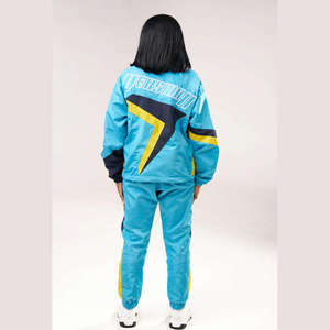 Ensemble coupe-vent 2 pièces rétro color block personnalisé pour femme – Survêtement léger, tenue de sport, jogging, streetwear, activewear - Product Image 4