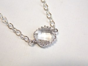 Collar de cristal con colgante de cristal transparente, collar plateado, collar para dama de honor, joyería nupcial, regalo para mujer - Product Image 2