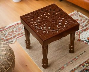 Wood Antique Design Bed Side <b>Table</b>/End <b>Table</b>, <b>Brown</b> - Product Image 2